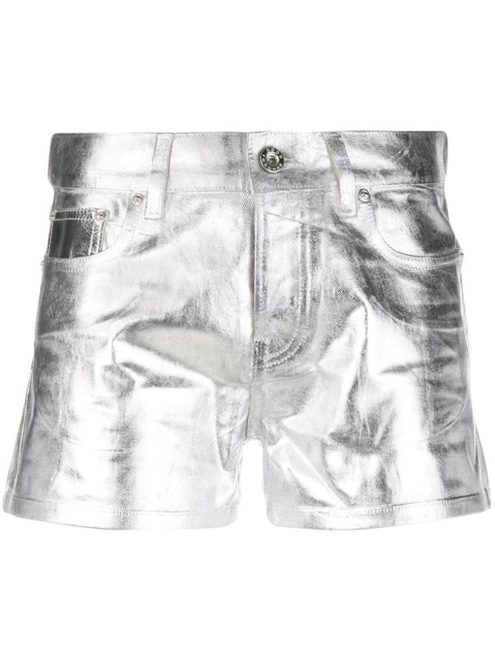 Paco Rabanne Metallic Finish Shorts - Silver