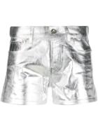 Paco Rabanne Metallic Finish Shorts - Silver