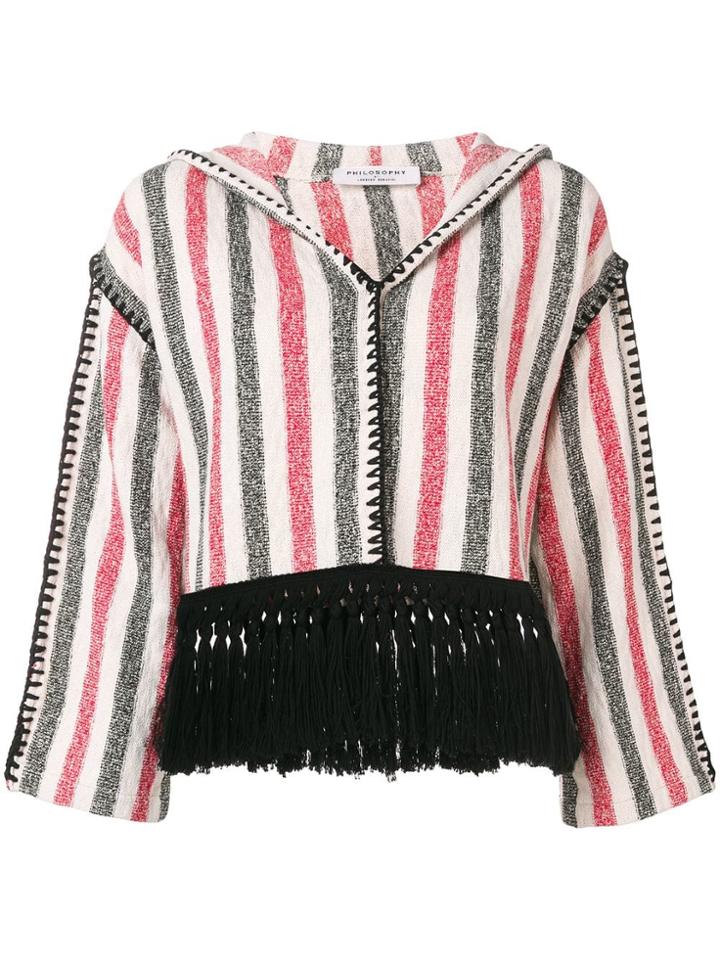 Philosophy Di Lorenzo Serafini Fringe Hem Hoodie - Neutrals