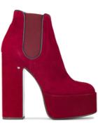 Laurence Dacade Red Suede 160 Platform Chelsea Boots
