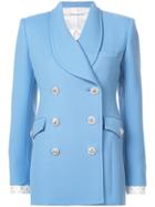 Alessandra Rich Double Breasted Crystal Embellished Jacket - Blue