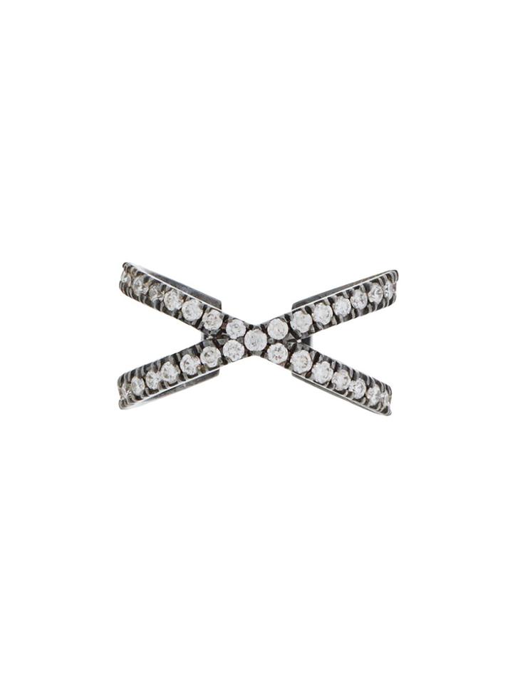 Eva Fehren 18kt Gold And Diamond X Earcuff - Metallic