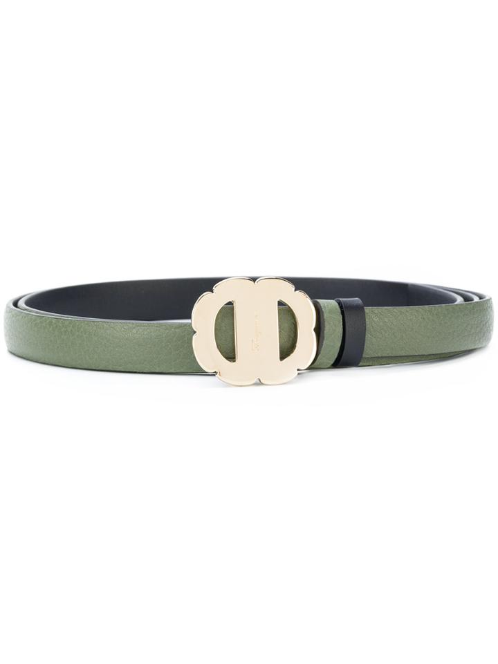 Salvatore Ferragamo Flower Buckle Belt - Green