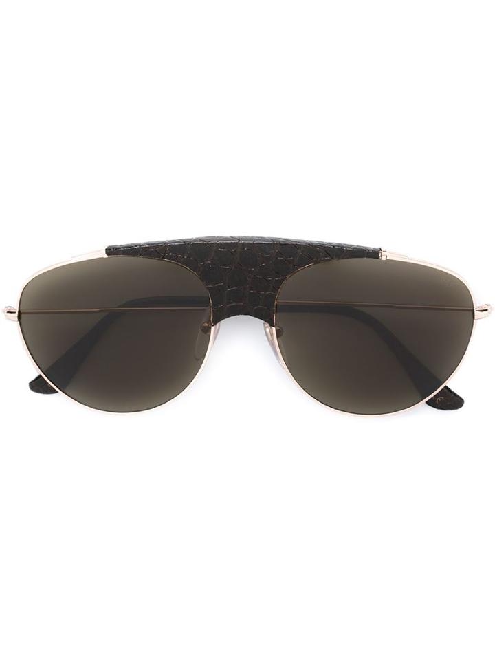 Retrosuperfuture 'lèon Belloccio' Sunglasses, Adult Unisex, Brown, Buffalo Leather/metal (other)