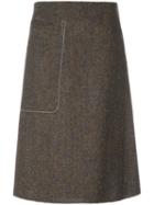 Maison Margiela - Stitch Pocket A-line Skirt - Women - Cotton/viscose/virgin Wool - 40, Grey, Cotton/viscose/virgin Wool