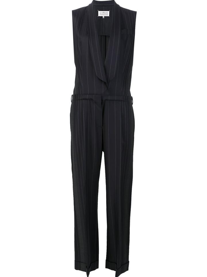 Maison Margiela Pinstripe Jumpsuit, Women's, Size: 40, Blue, Viscose/wool