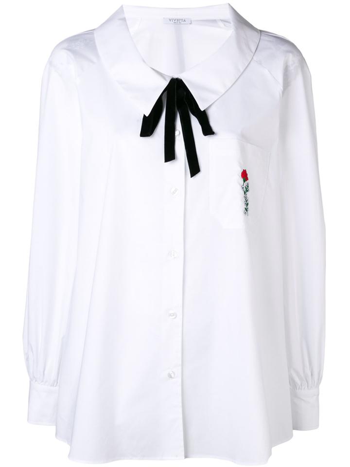 Vivetta Tie-neck Embroidered Pocket Shirt - White