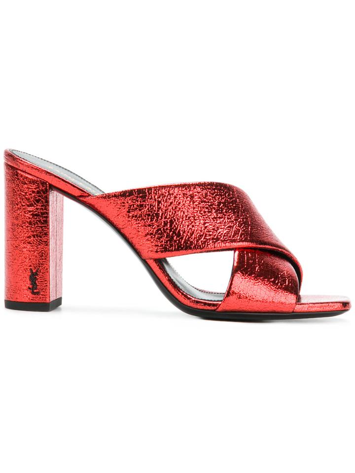 Saint Laurent Lou Lou Criss Cross Sandals - Red
