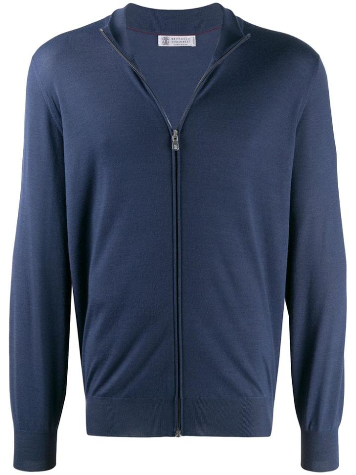 Brunello Cucinelli Slim-fit Zip-up Cardigan - Blue