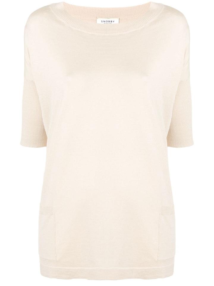 Snobby Sheep Short-sleeved Knitted Top - Neutrals