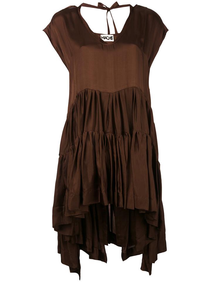 Hache - High Low Dress - Women - Viscose - 44, Brown, Viscose