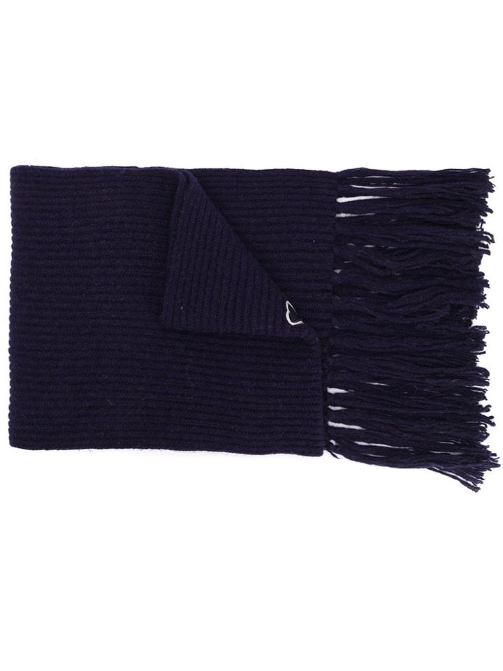 Ami Paris Ribbed Scarf Ami De Coeur Patch - Blue