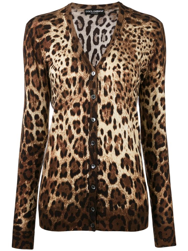 Dolce & Gabbana - Leopard Print Cardigan - Women - Silk/cashmere - 44, Brown, Silk/cashmere