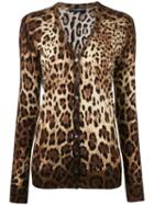 Dolce & Gabbana - Leopard Print Cardigan - Women - Silk/cashmere - 44, Brown, Silk/cashmere