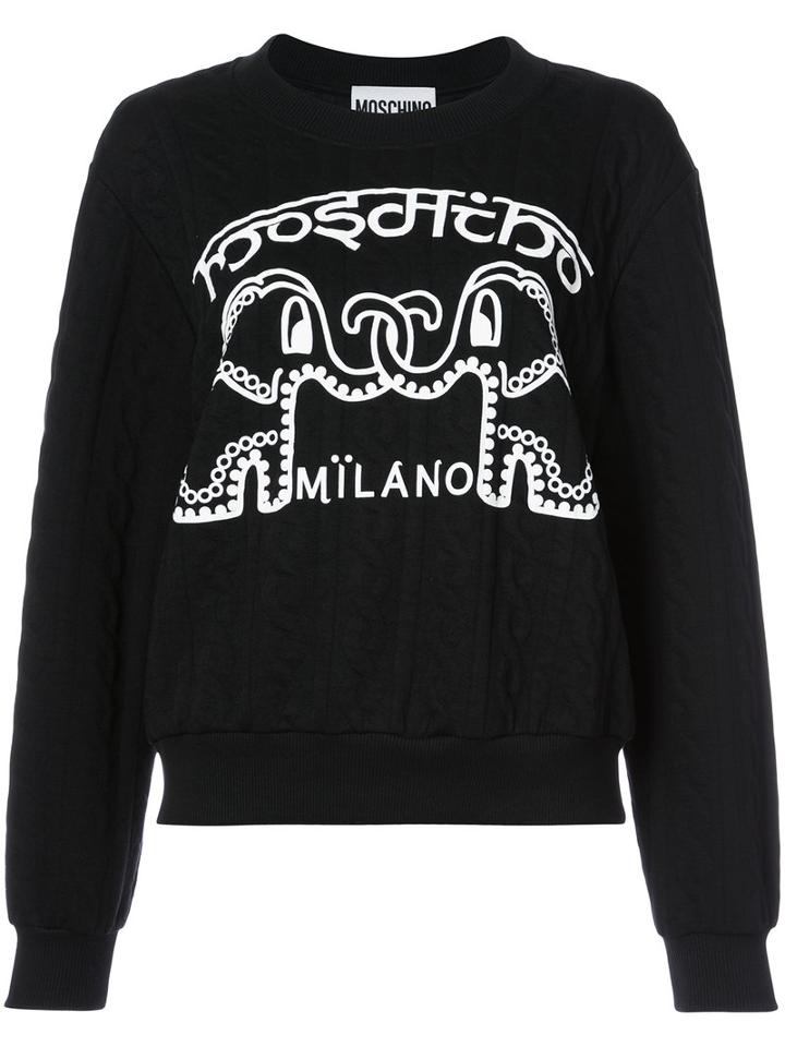 Moschino - Elephant Cable Knit Sweater - Women - Cotton/polyester - S, Black, Cotton/polyester