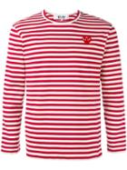 Comme Des Garçons Play Striped Heart Logo Top - Red