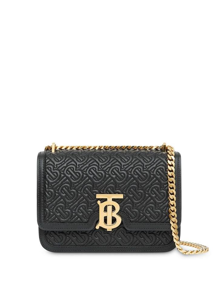 Burberry Quilted Tb Monogram Bag - Black