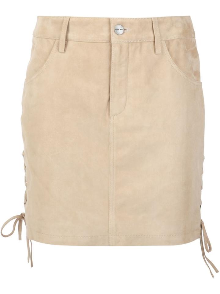 Anine Bing Lacing Detail Suede Skirt