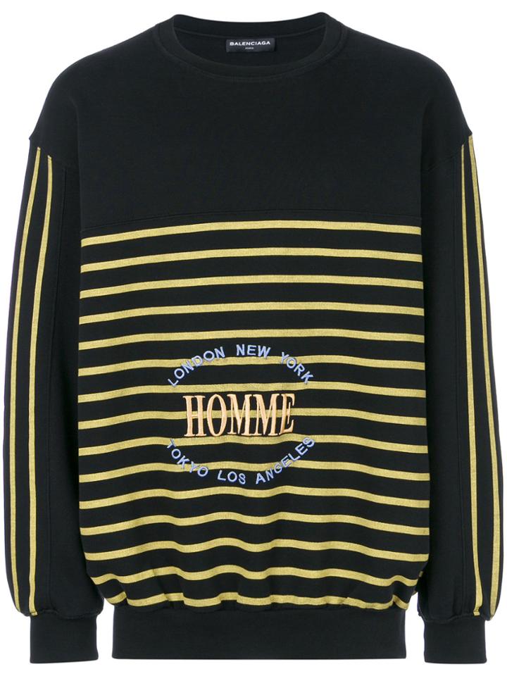 Balenciaga Striped Oversize Sweatshirt - Black