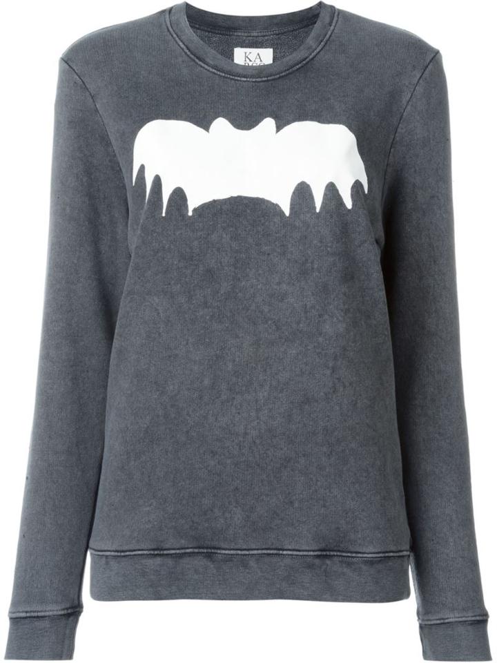 Zoe Karssen Bat Print Sweatshirt, Women's, Size: Xs, Grey, Cotton/polyester