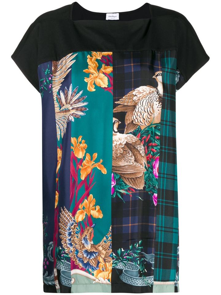 Salvatore Ferragamo Printed Panel T-shirt - Black