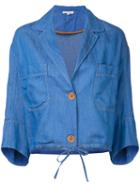 Caramel - Cropped Jacket - Women - Cotton/linen/flax - 10, Women's, Blue, Cotton/linen/flax