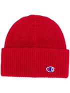 Champion Cable Knit Logo Beanie - Red