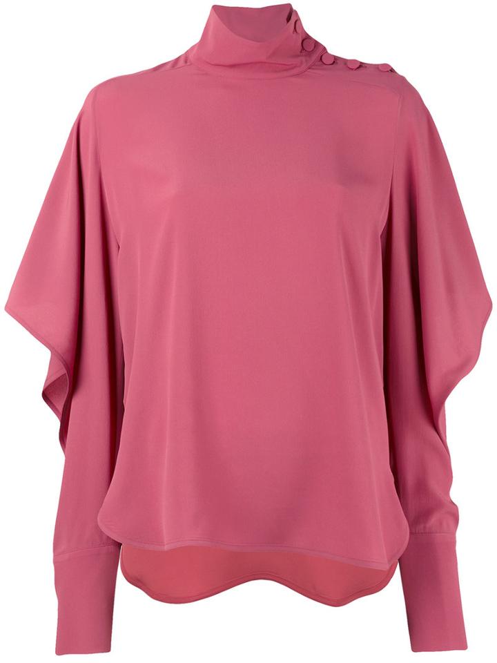 Marni - Draped Juliet Sleeve Blouse - Women - Acetate/silk - 42, Pink/purple, Acetate/silk