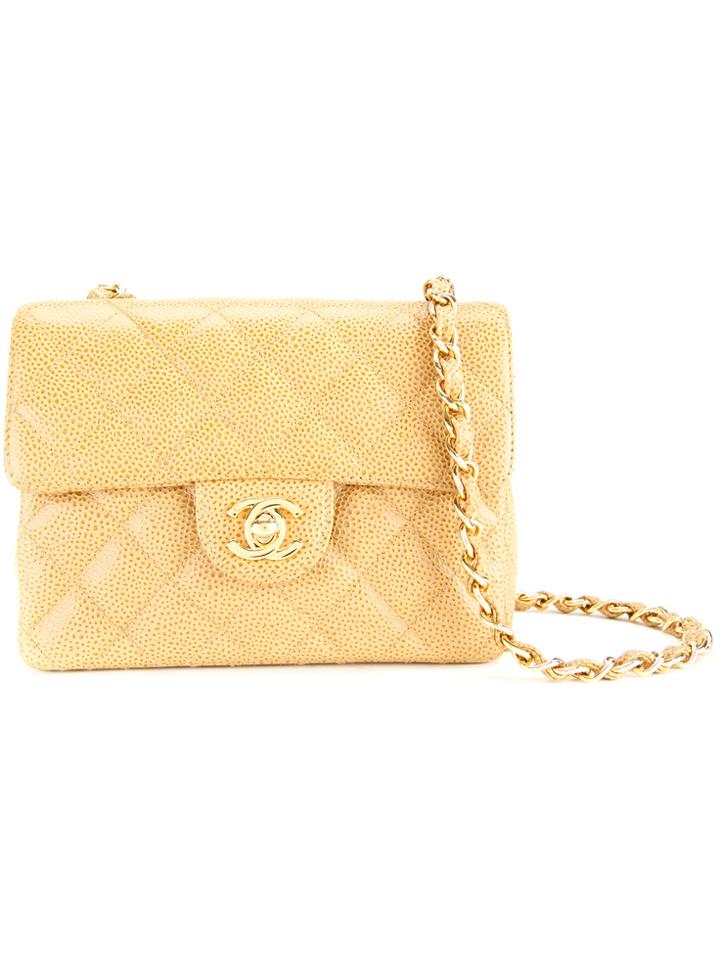 Chanel Vintage Quilted Cc Single Chain Shoulder Bag - Brown