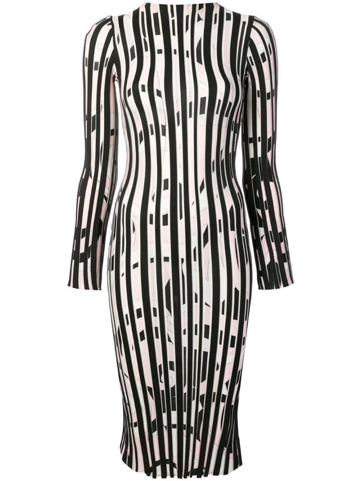 Emilio Pucci Fortuna Intarsia Striped Wool Midi Dress - Black