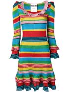 Moschino Striped Ruffle Dress - Red