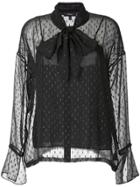 Theory Glitter Detail Pussy Bow Blouse - Black