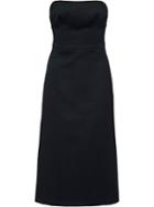 Prada Strapless Midi Tailored Dress - Black