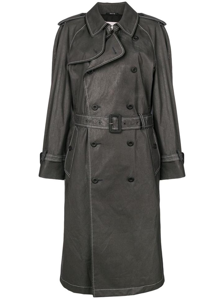 Maison Margiela Contrast Stitch Trench Coat - Black