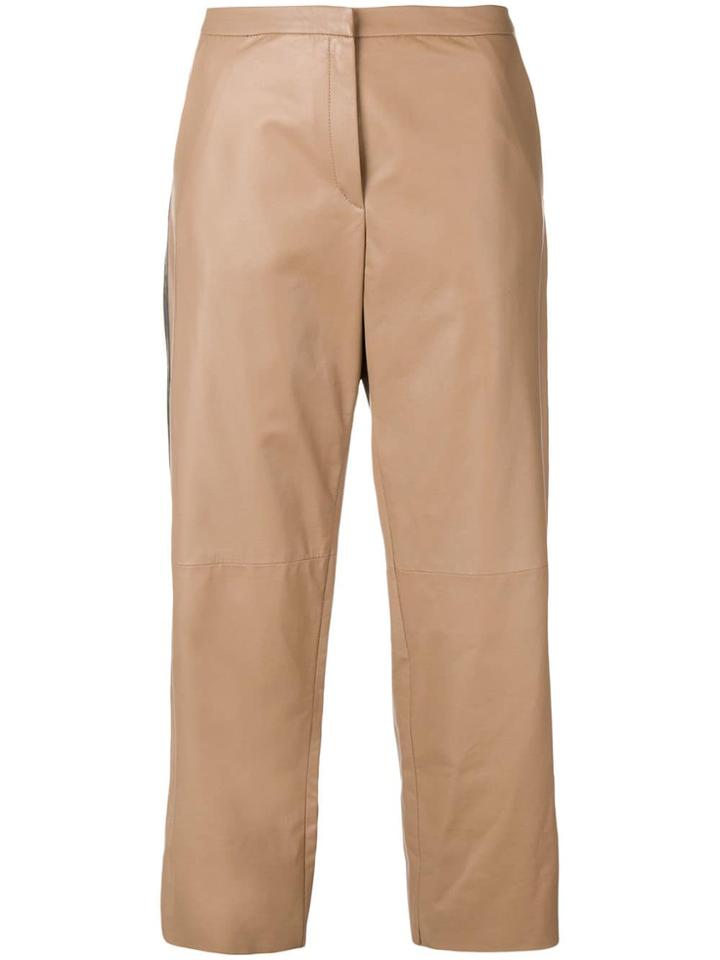 Drome Side Band Leather Trousers - Nude & Neutrals
