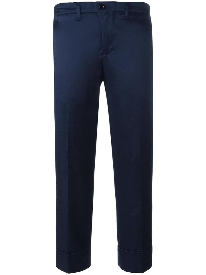 Julien David Cropped Trousers, Women's, Size: Medium, Blue, Cotton/rayon/silk