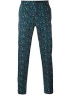 Paul Smith Floral Print Tailored Trousers, Men's, Size: 34, Blue, Cotton/spandex/elastane/cupro