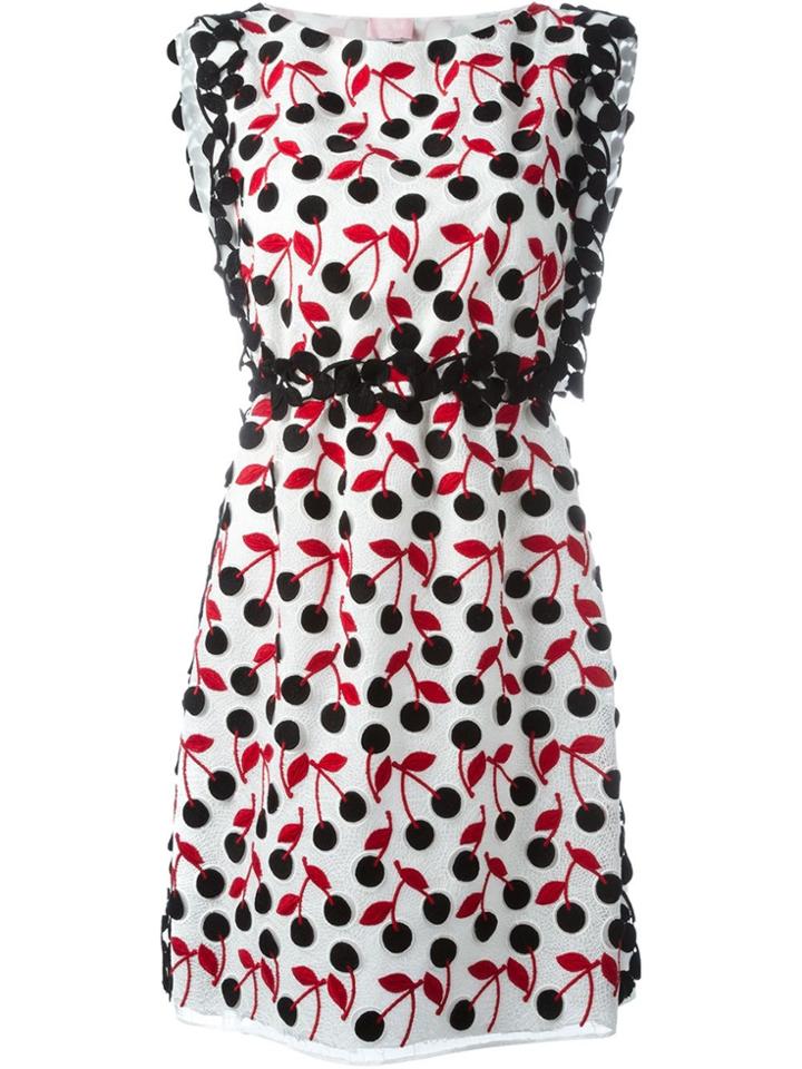 Giamba Cherry Print Dress - White