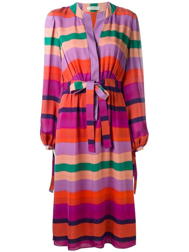 Etro - Stripe Long Sleeve Dress - Women - Silk - 46, Women's, Silk