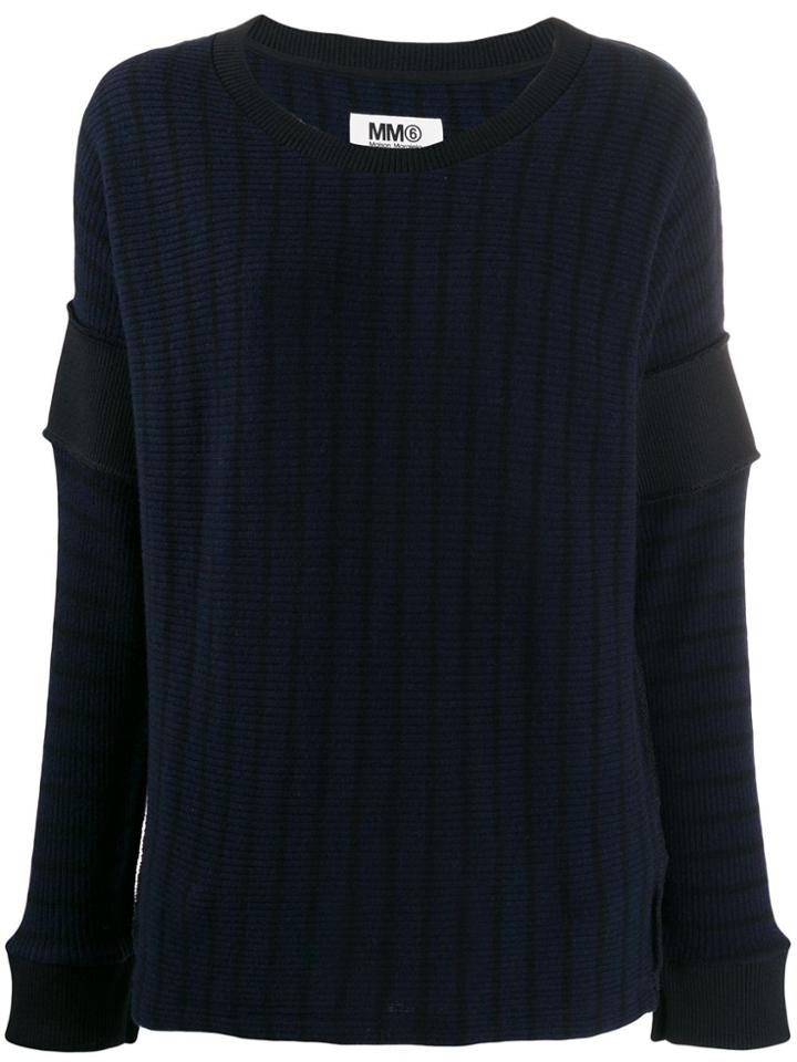 Mm6 Maison Margiela Striped Ribbed Jumper - Blue