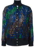 Sacai Leaf Lace Bomber Jacket, Women's, Size: 1, Green, Polyester/rayon/cotton