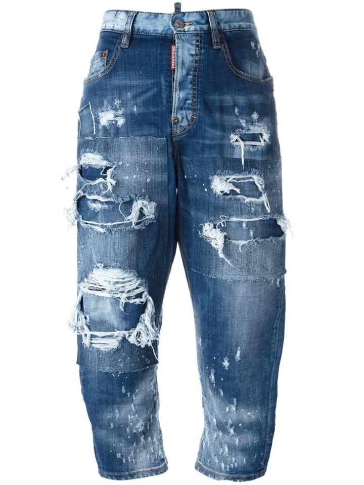 Dsquared2 Kawaii Distressed Patchwork Jeans - Blue