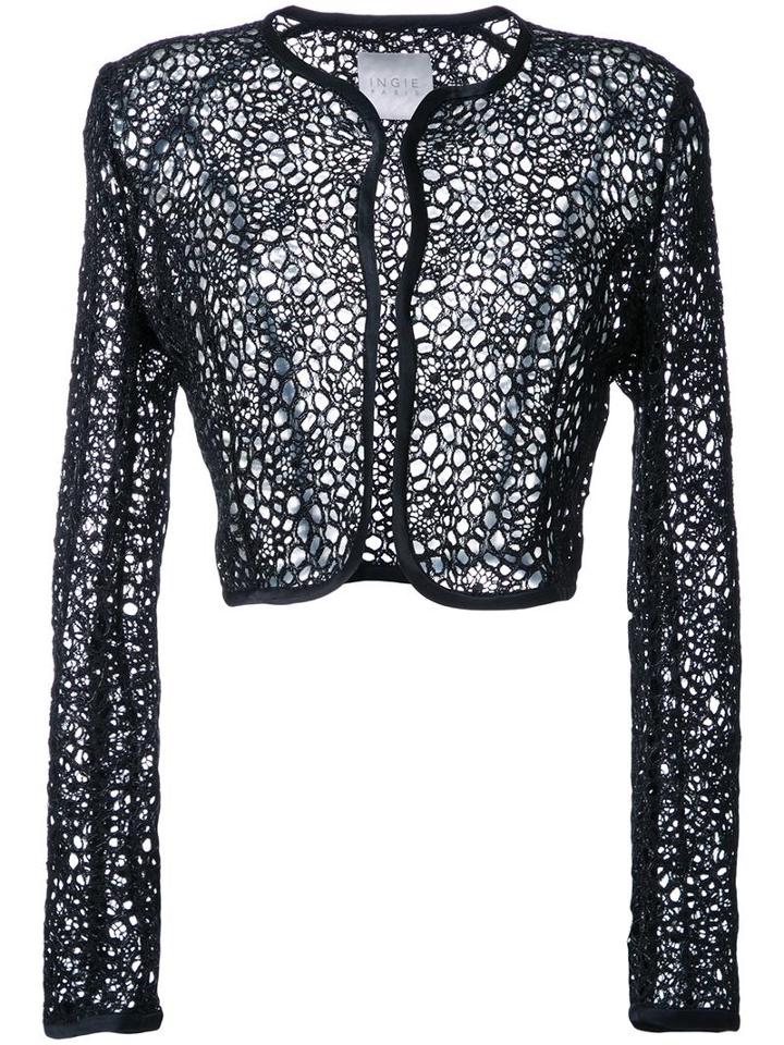 Ingie Paris Semi Sheer Cropped Jacket, Women's, Size: 42, Black, Rayon