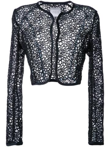 Ingie Paris Semi Sheer Cropped Jacket, Women's, Size: 42, Black, Rayon