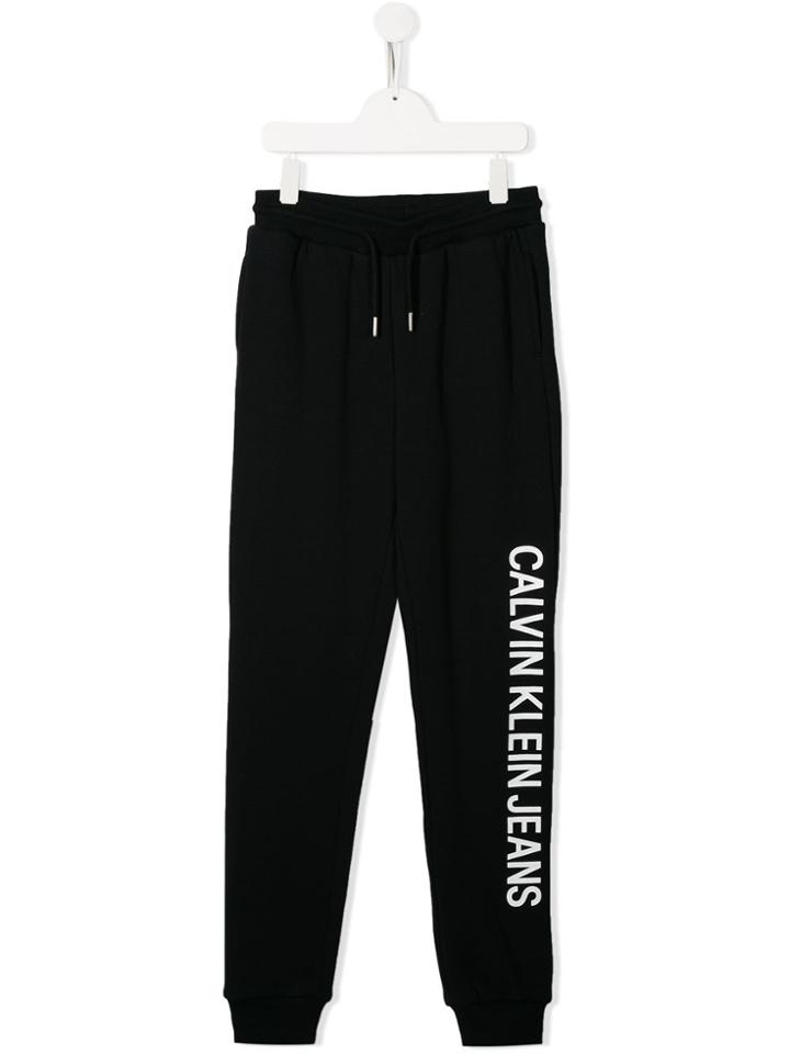 Calvin Klein Kids Teen Logo Print Track Trousers - Black