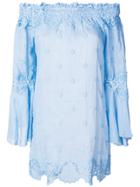Temptation Positano Embroidered Off Shoulder Blouse - Blue