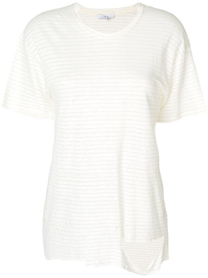 Iro Distressed Striped T-shirt - Nude & Neutrals