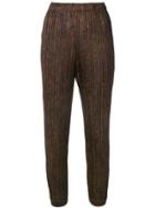 Pleats Please By Issey Miyake Pleated Cropped Trousers - Brown