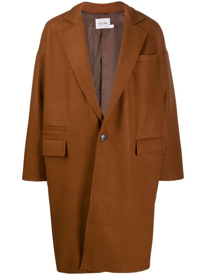 The Silted Company Oversized Single-breasted Coat - Brown