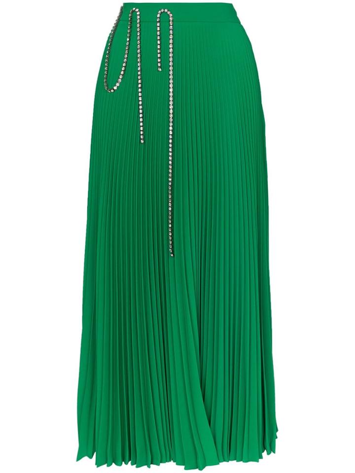 Christopher Kane Crystal-embellished Pleated Maxi Skirt - Green